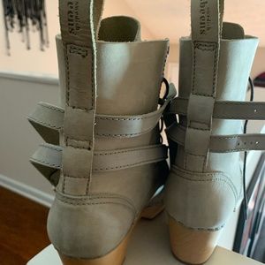 Gray Swedish Hasbeens lace up boot